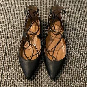 Aquazzura Christy lace up black flats